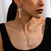 Heart Key Alloy Crystal Rhinestone Pendant Necklaces & Dangle Earrings Sets FS-WGEF036-01-2