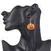 304 Stainless Steel Opaque Resin Pumpkin Dangle Earrings EJEW-JE06478-3