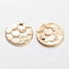 Brass Flat Round Filigree Charms KK-M191-25-2