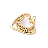 Brass Pave Natural White Shell Heart Charms with Jump Rings KK-S522-08A-G-2