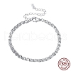 Anti-Tarnish Rhodium Plated 925 Sterling Silver Leaf Link Bracelets BJEW-I314-011-4