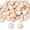 Round Unfinished Wood Beads and Nylon Packaging Vacuum Bag WOOD-PH0008-50-1