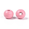 Spray Painted Round Natural Schima Wood Beads WOOD-A018-8mm-06-2