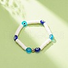 Polymer Clay Heishi Surfer Stretch Bracelet with Lampwork Evil Eye Beaded for Women BJEW-JB08386-01-2
