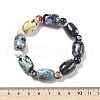 Natural Fire Crackle Agate Bead Stretch Bracelets G-P570-01C-5