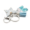 26Pcs Transparent Epoxy Resin & Transparent Acrylic & Faux Suede Tassel Keychain KEYC-JKC01202-11-4