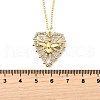 Brass Micro Pave Clear Cubic Zirconia Bird Heart Pendant Necklaces for Women NJEW-D311-01A-G-5
