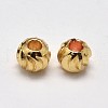 PVD Vacuum Plating Brass Corrugated Round Spacer Beads KK-I598-24G-RS-1
