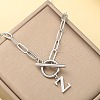 Stainless Steel Paperclip Chain Initial Necklaces with OT Clasps WGD6039-26-1