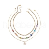3Pcs 3 Style Natural White Moonstone & Resin Evil Eye Beaded Necklaces Set NJEW-JN04026-1