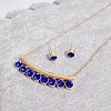 304 Stainless Steel Rhinestone Stud Earrings & Pendant Necklaces Sets FS-WG95951-11-1