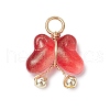 Transparent Baking Paint Glass Pendants PALLOY-JF03616-3