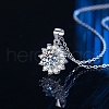 Anti-Tarnish Rhodium Plated 925 Sterling Silver Micro Pave Clear Cubic Zirconia Pendants STER-U003-03P-3
