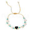 Bohemian Style Heart Plastic Pearl Beaded Braided Bead Bracelets for Women RY6765-3-1