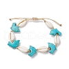 Natural Shell & Synthetic Turquoise Braided Bead Bracelets AJEW-AN00562-01-1