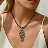 Lotus Leaf Zinc Alloy with Imitation Leather Cord Pendant Necklaces & Stud Earrings Sets FS-WG08750-01-2