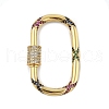 Brass Micro Pave Colorful Cubic Zirconia Keychain Clasps KK-P299-09C-G-1