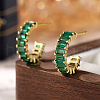 Golden Sterling Silver Micro Pave Cubic Zirconia Ring Stud Earrings YT1538-3-1