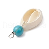 Natural Cowrie Shell & Round Dyed Synthetic Turquoise Pendants PALLOY-JF03809-02-5