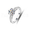Rhodium Plated 925 Sterling Silver Micro Pave Moissanite Finger Rings WG38657-02-3
