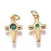 Brass Micro Pave Cubic Zirconia Tiny Cross Charms ZIRC-G168-54G-03-2