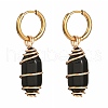 Copper Wire Wrapped Natural Obsidian Dangle Earrings for Women EJEW-JE04628-05-1