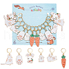 12cs 6 Style Carrot & Rabbit & Cat & Paw Locking Stitch Markers HJEW-PH01596-1