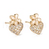 Heart & Flower Sparkling Cubic Zirconia Hoop Earrings for Girl Women EJEW-H126-19G-1