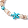 Natural Freshwater Shell with Synthetic Turquoise Beads Stretch Bracelets for Men Women BJEW-JB11745-01-3