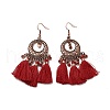 Rhinestone Donut with Tassels Dangle Earrings EJEW-E267-03RC-1