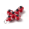 Glass Seed Beaded Cross Pendants PALLOY-MZ00642-02-4