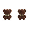 British Style Cartoon Bow Plush Bear Stud Earrings TT1942-1-2