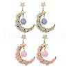 2Pairs Glass Seed Beads Moon Dangle Stud Earrings EJEW-MZ00402-2