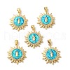 Rack Plating Brass Micro Pave Cubic Zirconia with Synthetic Opal Pendants KK-D088-27G-1