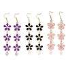 3 Pairs 3 Colors Zinc Alloy Enamel Flower Dangle Earrings EJEW-JE06462-2