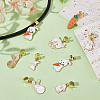 12Pcs 6 Styles Rabbit Alloy Enamel Stethoscope Pendant Decorations HJEW-OC00053-5