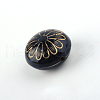 Flat Round with Flower Plating Acrylic Beads PACR-Q102-213B-2