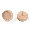 Natural Maple Wood Stud Earring Findings with 316 Stainless Steel Pin WOOD-N016-02-2