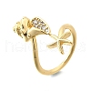 Ocean Theme Brass Micro Pave Cubic Zirconia Cuff Rings for Women RJEW-F184-17E-G-2