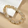 Brass Micro Pave Clear Cubic Zirconia Rectangle Link Bracelets for Women BJEW-C100-01G-3