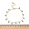 Bohemian Brass Bar Link Chain Marine Blue Enamel Sun Tassel Anklets AJEW-Z046-05G-3
