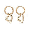 2 Pairs 2 Colors Brass Heart Dangle Hoop Earrings EJEW-JE05066-3
