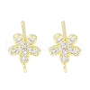 Brass Pave Clear Cubic Zirconia Stud Earring Findings KK-F875-08G-1