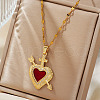 Elegant Romantic Brass Pave Clear Cubic Zirconia Cupid Heart with Arrow Pendant Necklaces for Women SX4190-1-2