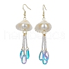 Glass & Natural Shell Dangle Earrings EJEW-MZ00384-2
