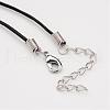 Glass Wishing Bottle Leather Cord Pendant Necklaces NJEW-JN01616-4