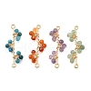 4Pcs 4 Styles Natural Green Aventurine & Apatite & Carnelian and Amethyst Faceted Round Beaded Branch Connector Charms PALLOY-TA00273-1