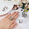 FIBLOOM 4Pcs 4 Style Rhinestone Butterfly Open Cuff Rings Set RJEW-FI0001-14-3