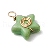 Dyed Synthetic Turquoise Copper Wire Wrapped Vortex Star Pendants PALLOY-JF03587-01-4