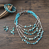 Alloy & Natural Shell & Glass Seed Beaded Multilayer Necklaces & Dangle Earrings & Bangles Sets WGCEEFD-01-1